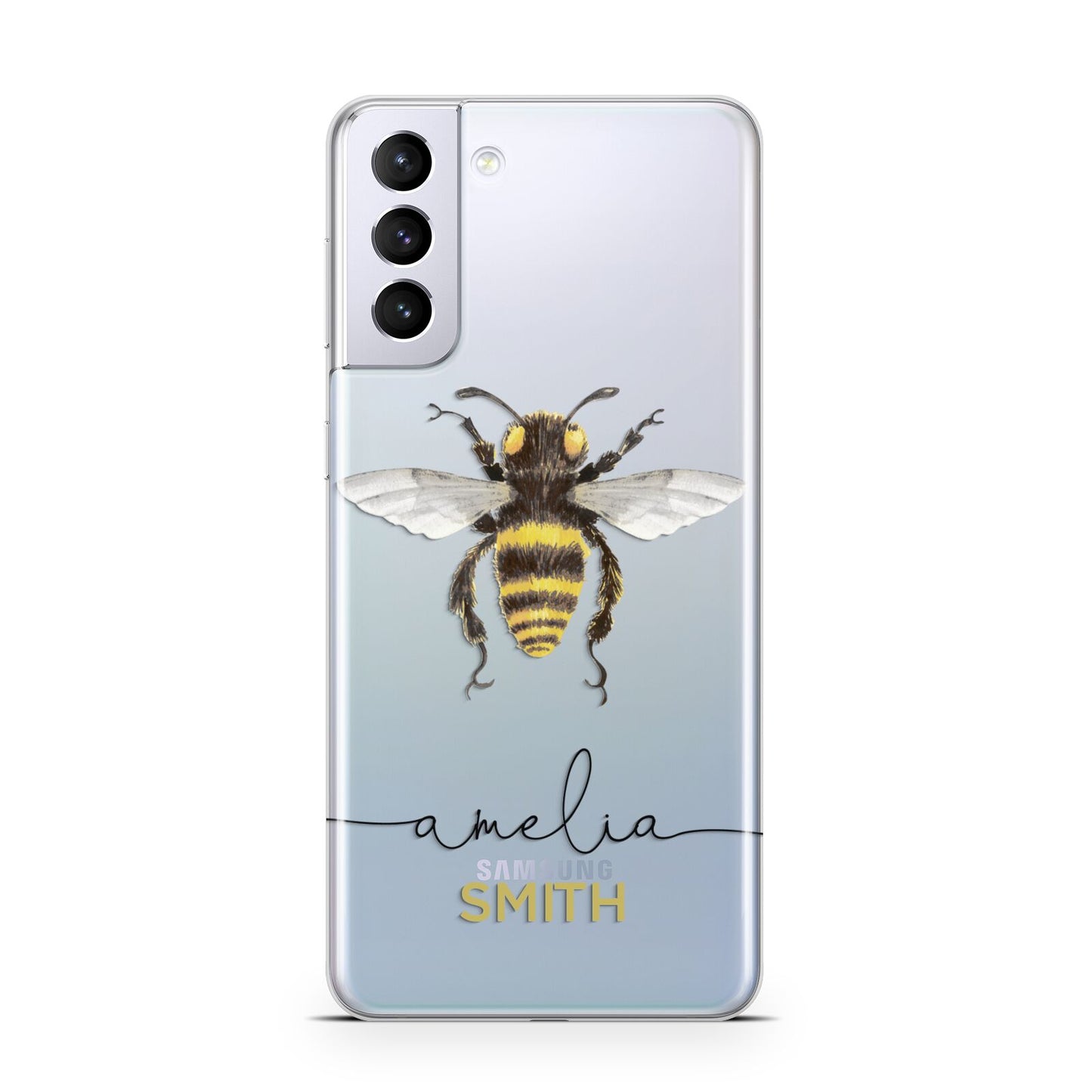 Watercolour Bee Personalised Name Samsung S21 Plus Case