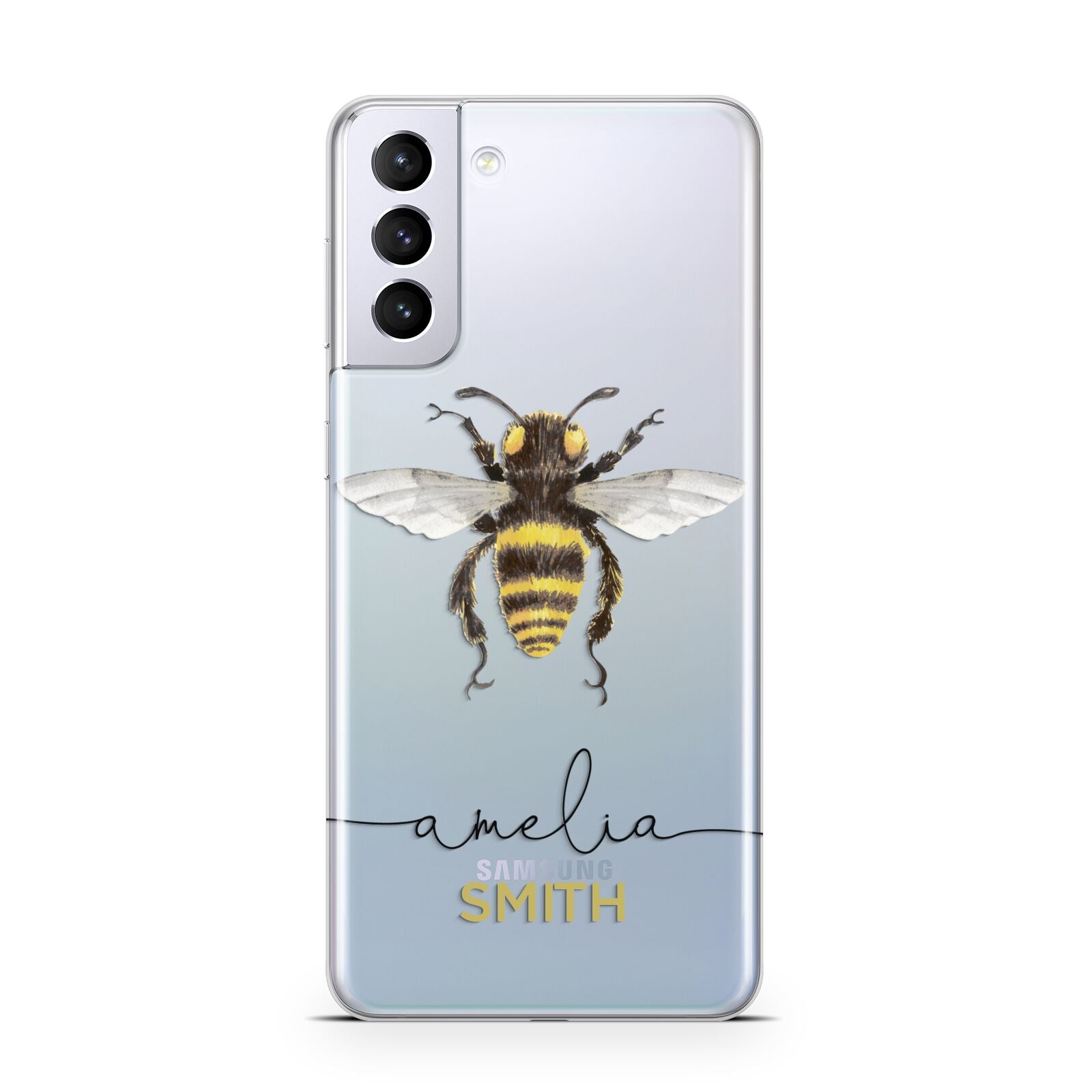 Watercolour Bee Personalised Name Samsung S21 Plus Phone Case