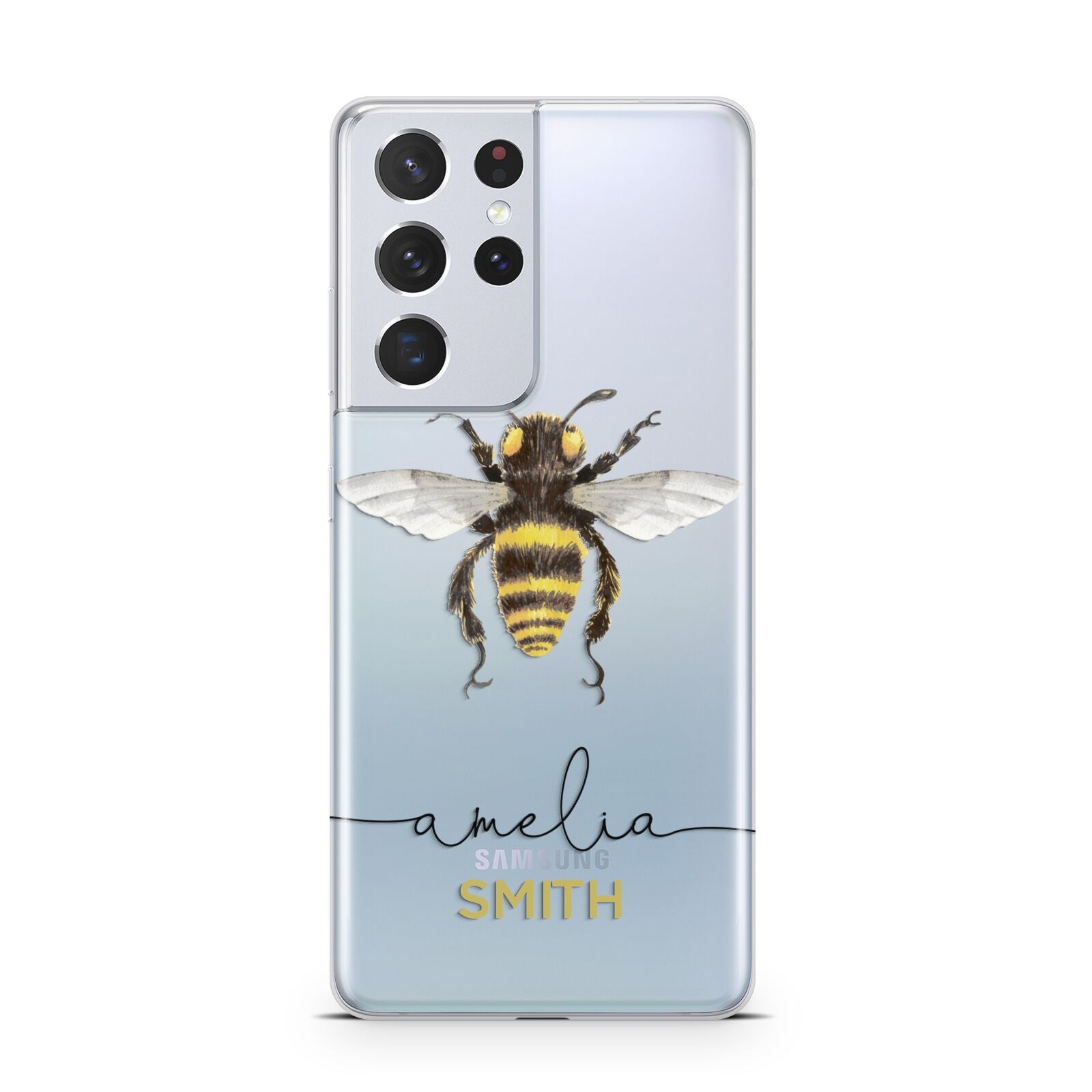 Watercolour Bee Personalised Name Samsung S21 Ultra Case