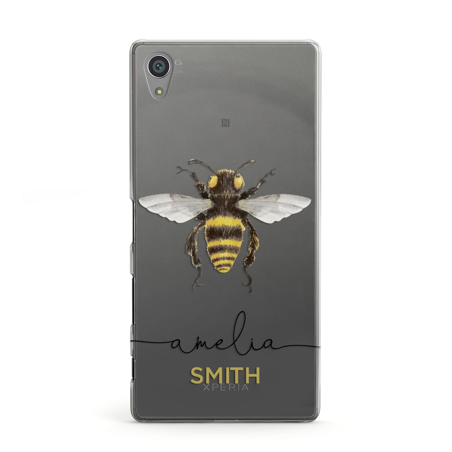 Watercolour Bee Personalised Name Sony Xperia Case