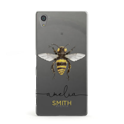 Watercolour Bee Personalised Name Sony Xperia Case