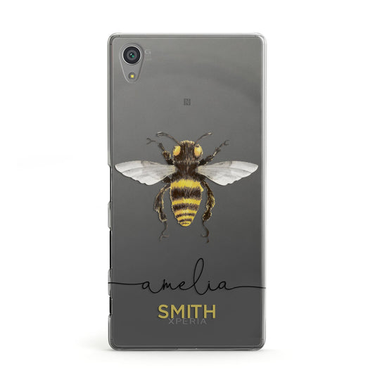 Watercolour Bee Personalised Name Sony Xperia Case