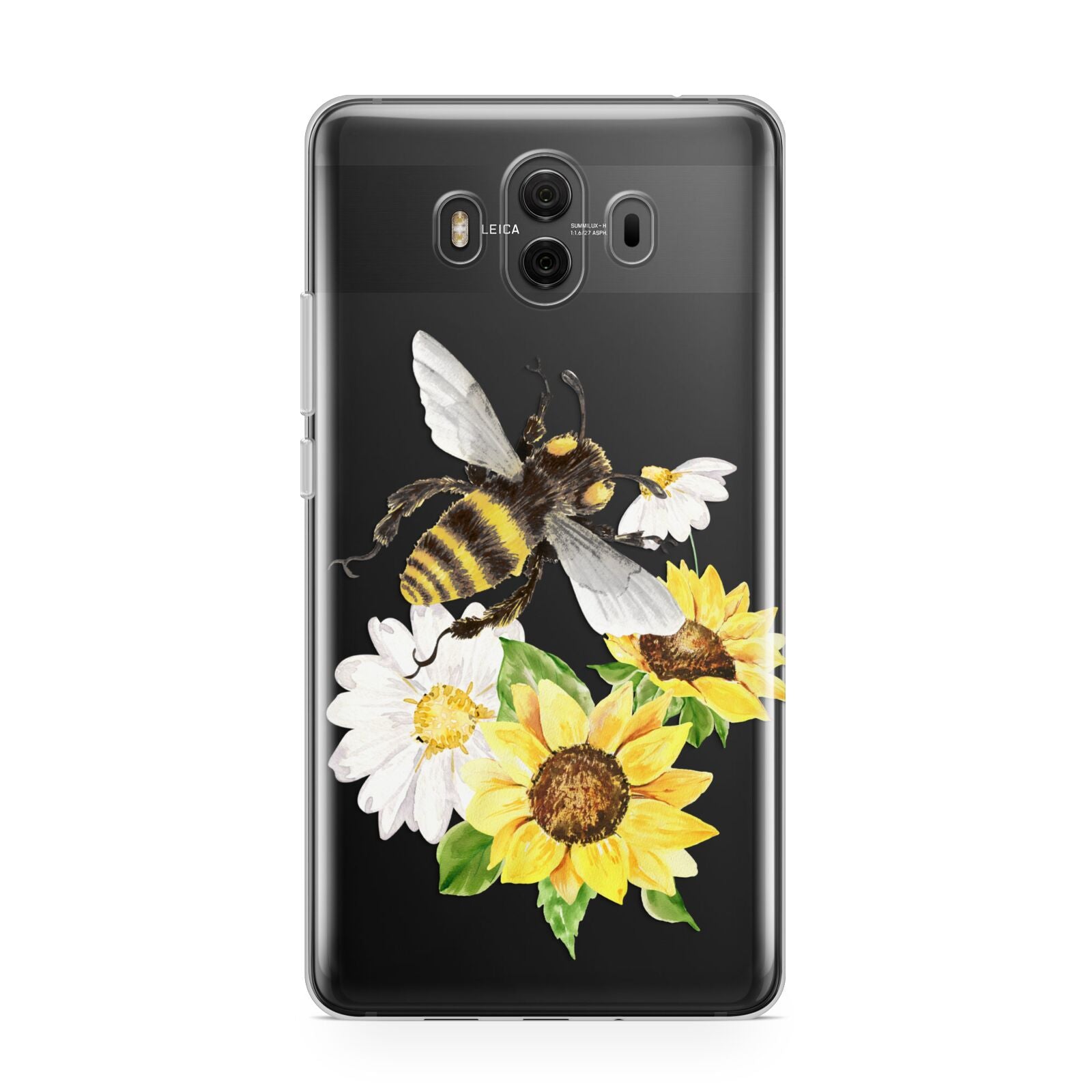 Watercolour Bee and Sunflowers Huawei Mate 10 Protective Phone Case