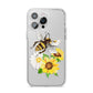 Watercolour Bee and Sunflowers iPhone 14 Pro Max Clear Tough Case Silver