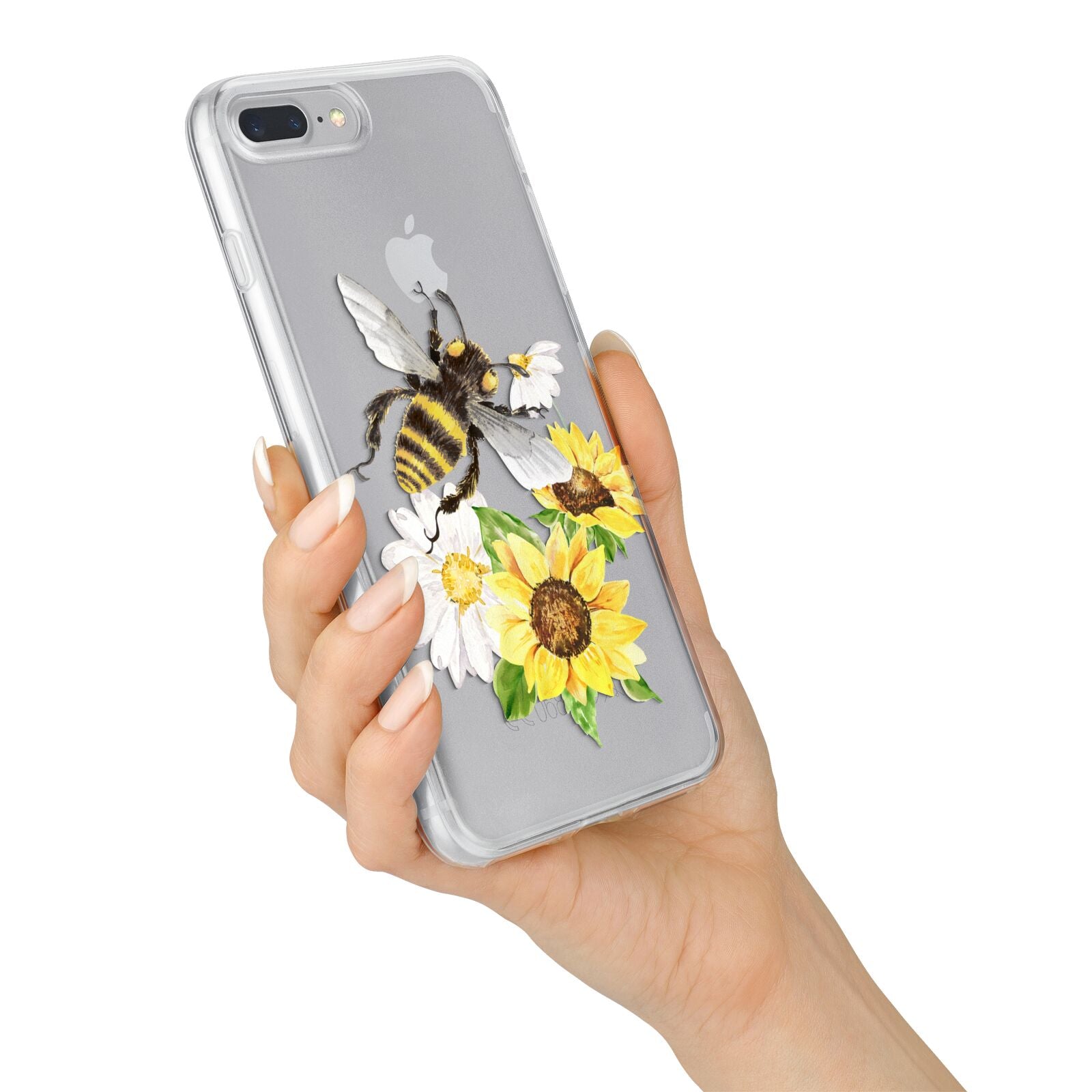 Watercolour Bee and Sunflowers iPhone 7 Plus Bumper Case on Silver iPhone Alternative Image