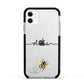 Watercolour Bee with Name Apple iPhone 11 in White with Black Impact Case