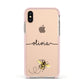 Watercolour Bee with Name Apple iPhone Xs Impact Case Pink Edge on Gold Phone