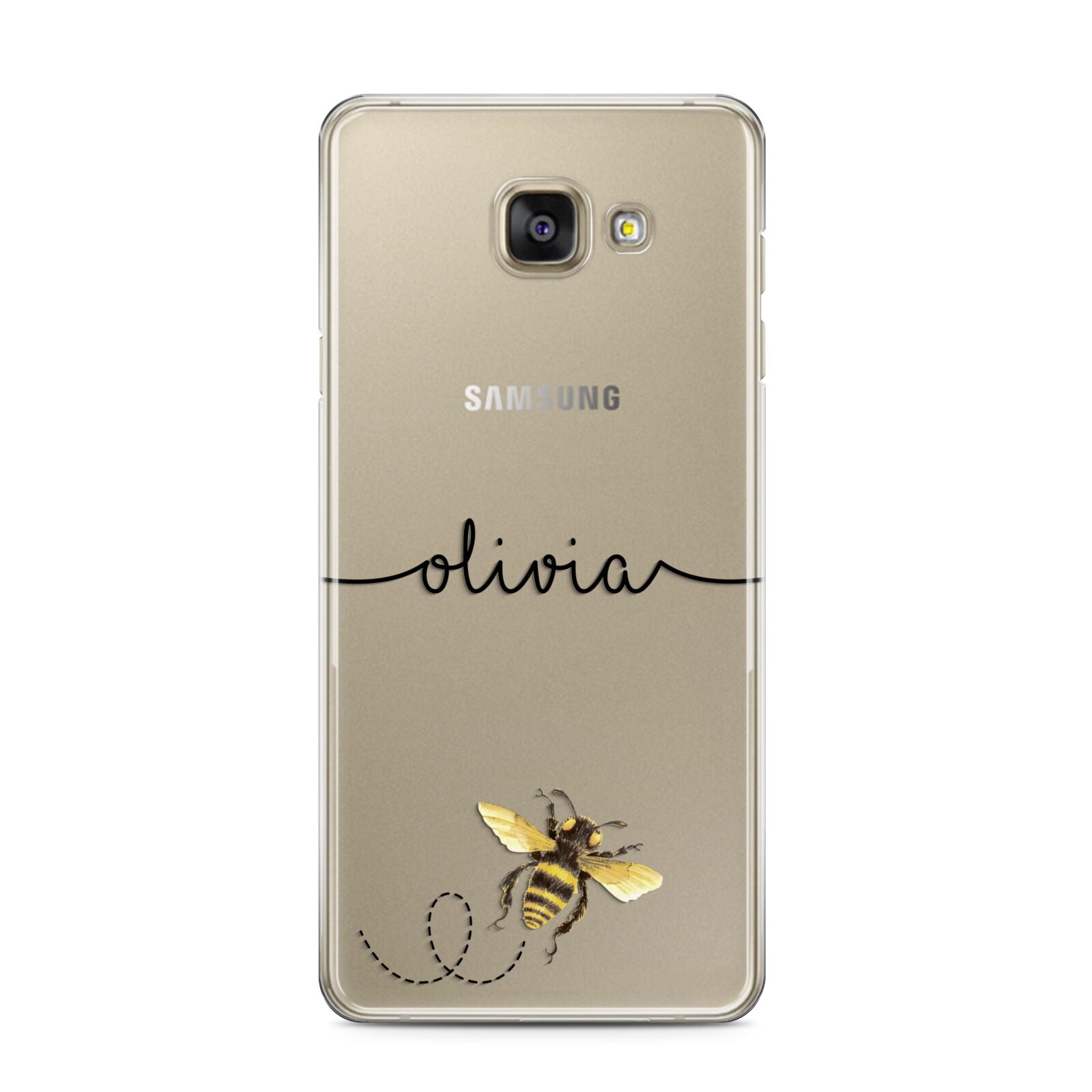 Watercolour Bee with Name Samsung Galaxy A3 2016 Case on gold phone