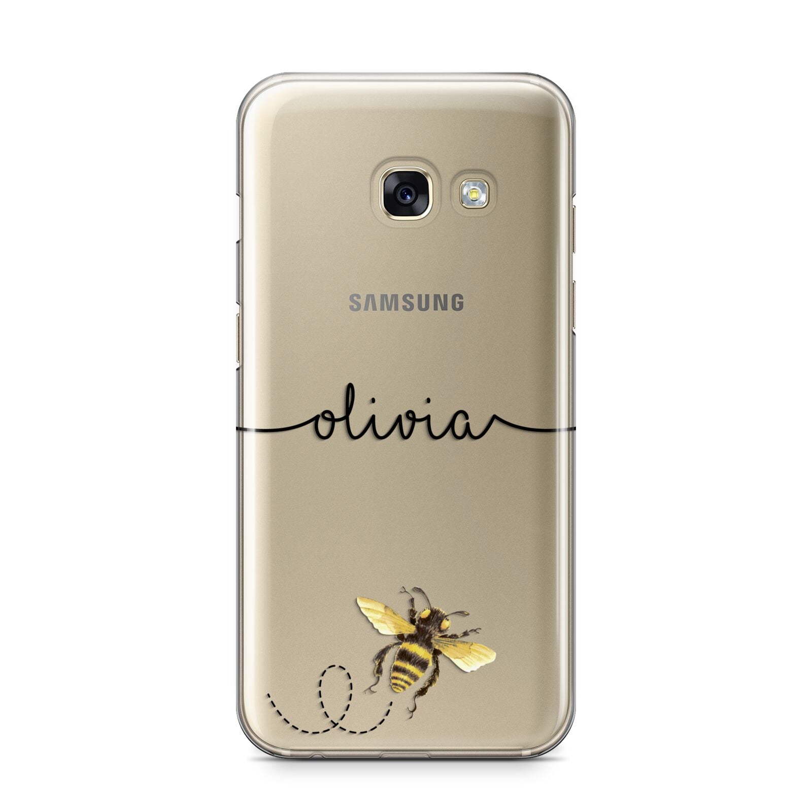 Watercolour Bee with Name Samsung Galaxy A3 2017 Case on gold phone