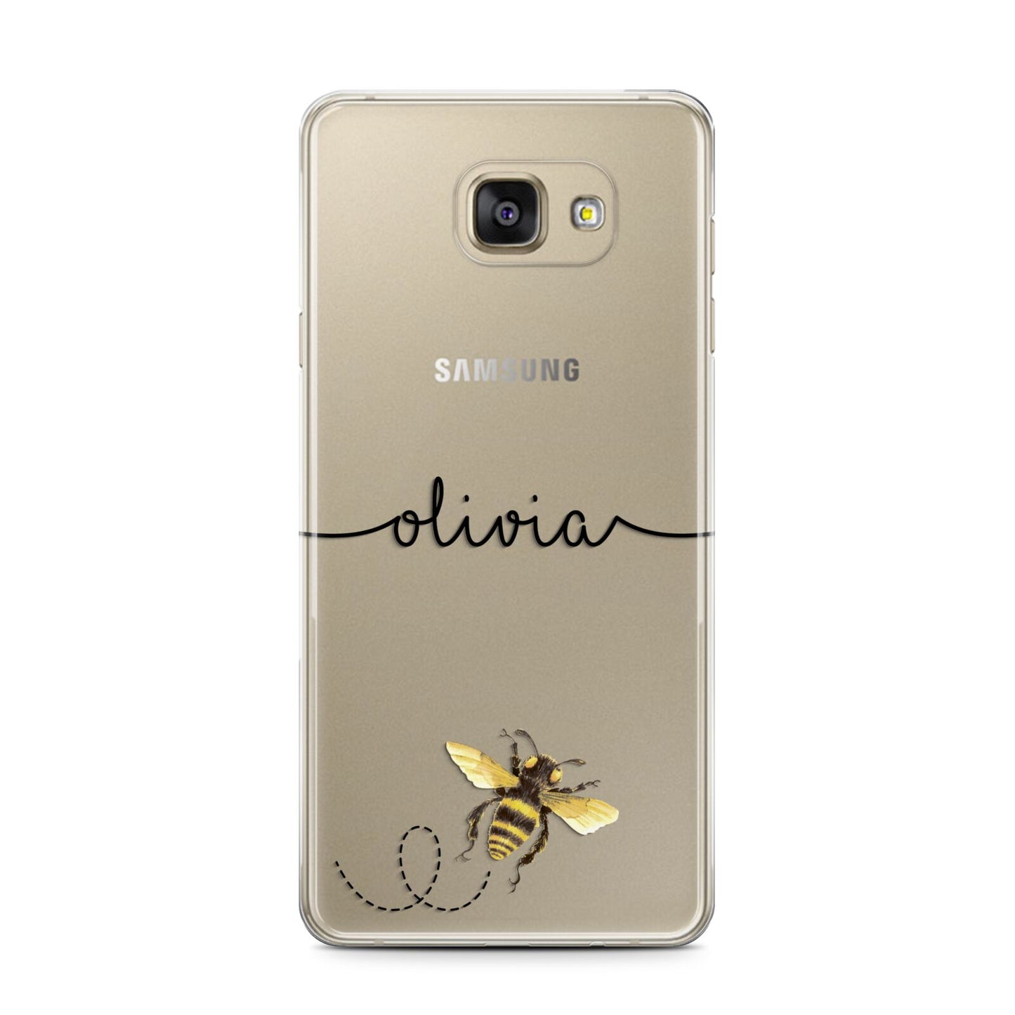 Watercolour Bee with Name Samsung Galaxy A7 2016 Case on gold phone