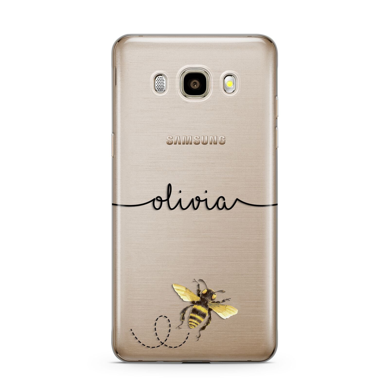 Watercolour Bee with Name Samsung Galaxy J7 2016 Case on gold phone