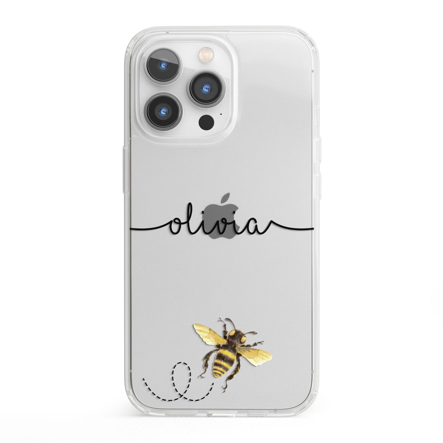 Watercolour Bee with Name iPhone 13 Pro Clear Bumper Case