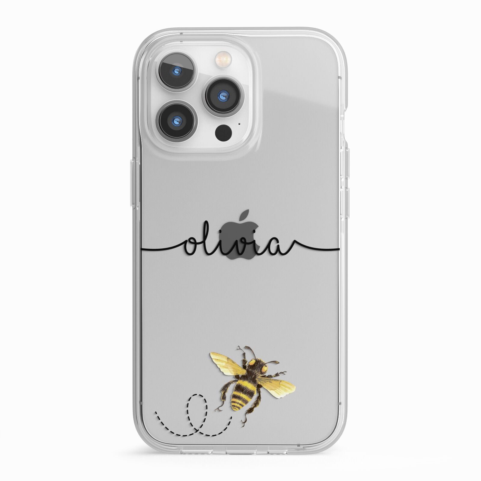 Watercolour Bee with Name iPhone 13 Pro TPU Impact Case with White Edges