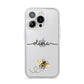 Watercolour Bee with Name iPhone 14 Pro Clear Tough Case Silver