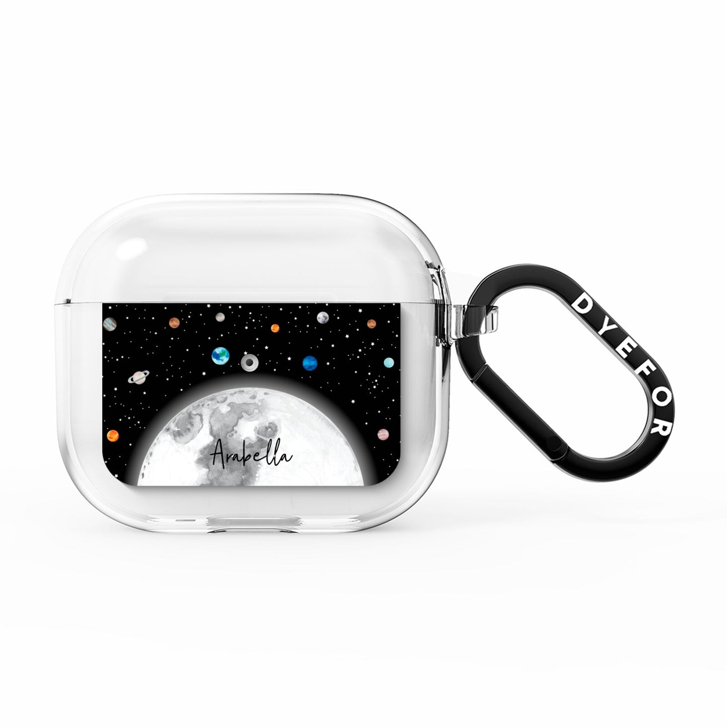 Watercolour Close up Moon with Name AirPods Clear Case 3rd Gen