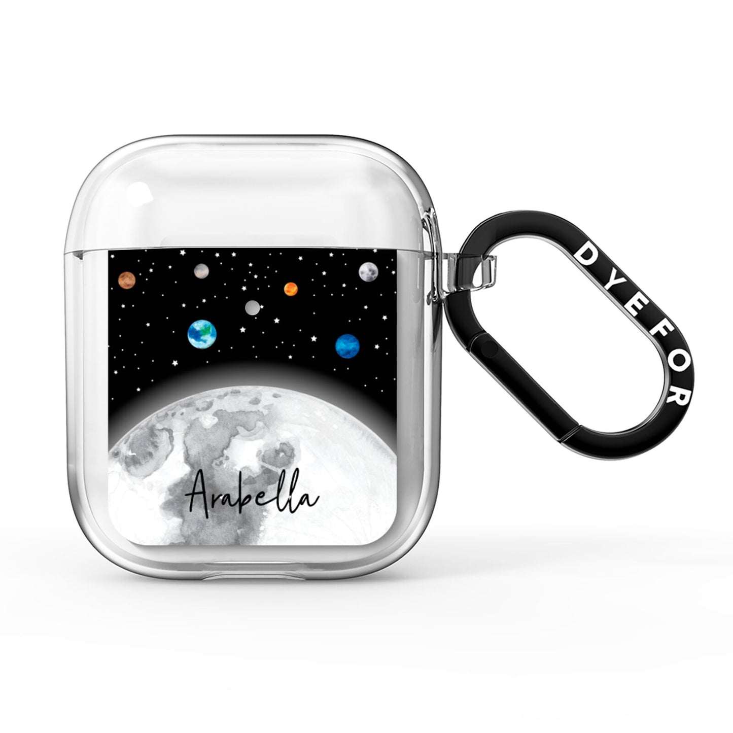 Watercolour Close up Moon with Name AirPods Clear Case