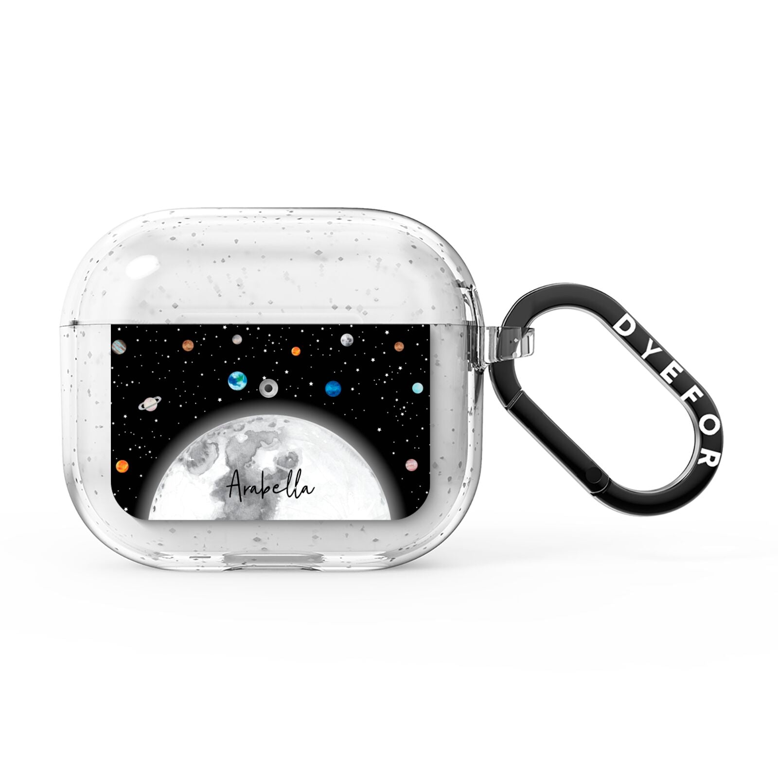 Watercolour Close up Moon with Name AirPods Glitter Case 3rd Gen