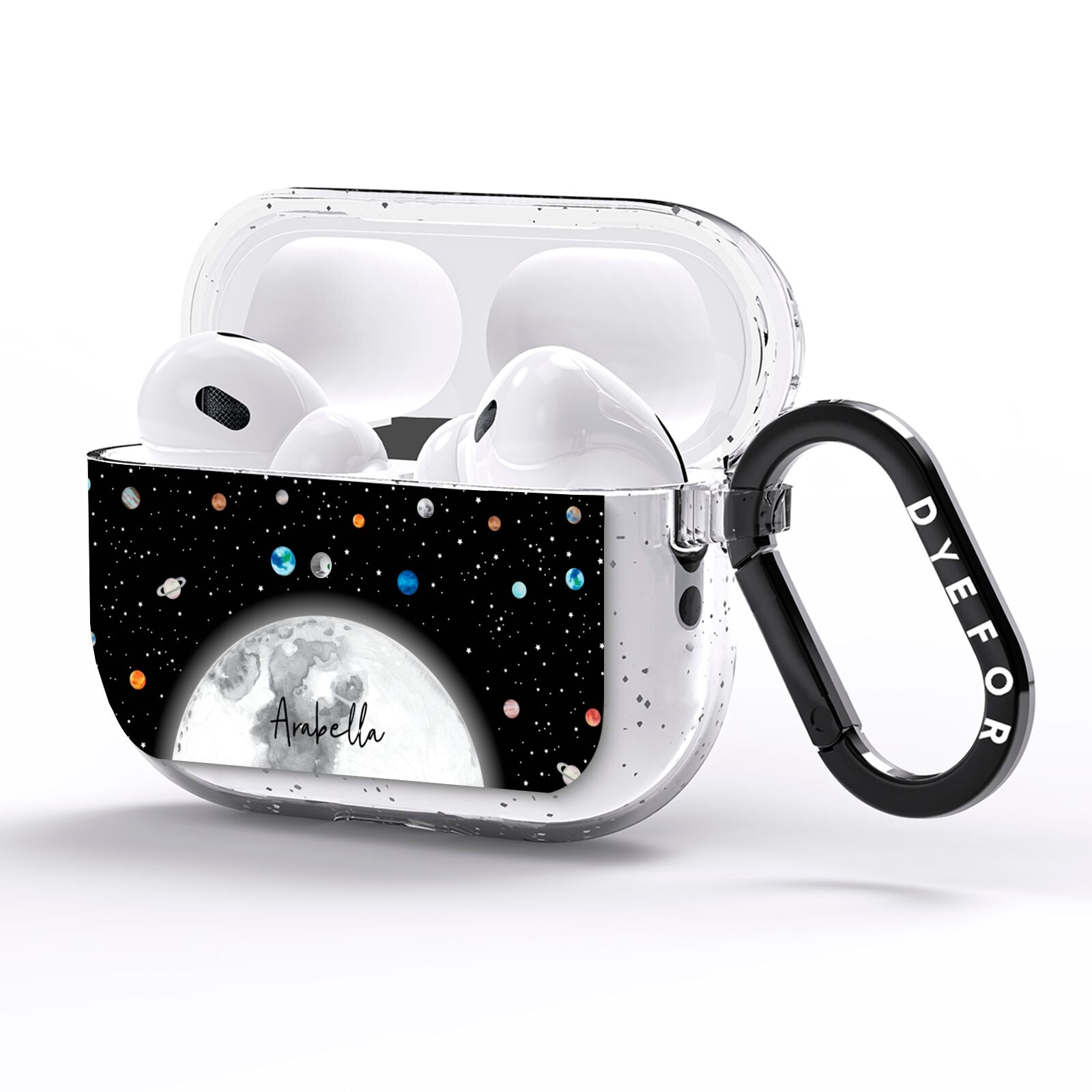 Watercolour Close up Moon with Name AirPods Pro Glitter Case Side Image