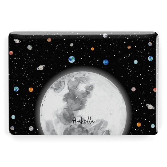 Watercolour Close up Moon with Name Apple MacBook Case