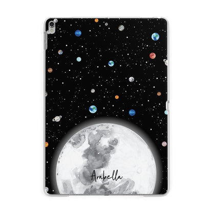 Watercolour Close up Moon with Name Apple iPad Silver Case