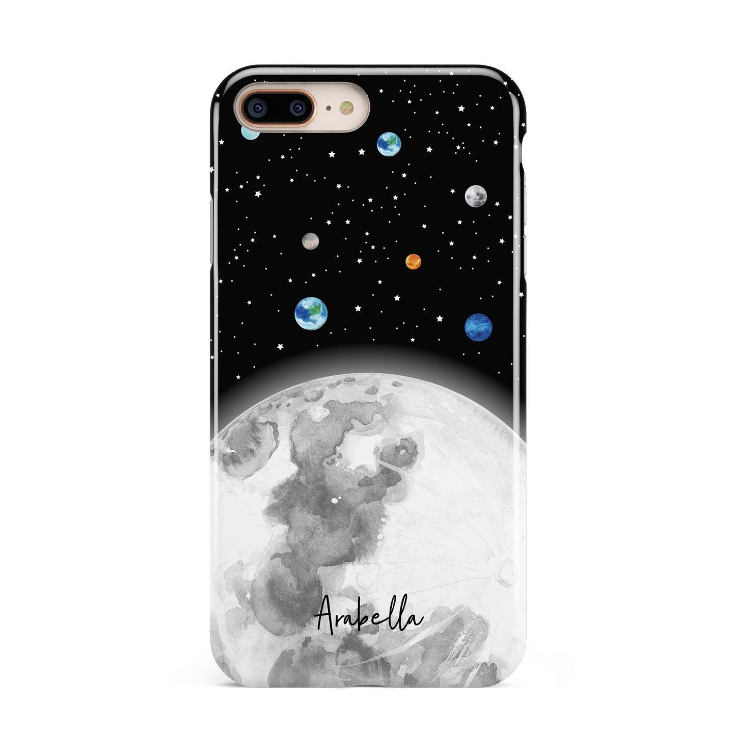 Watercolour Close up Moon with Name Apple iPhone 7 8 Plus 3D Tough Case