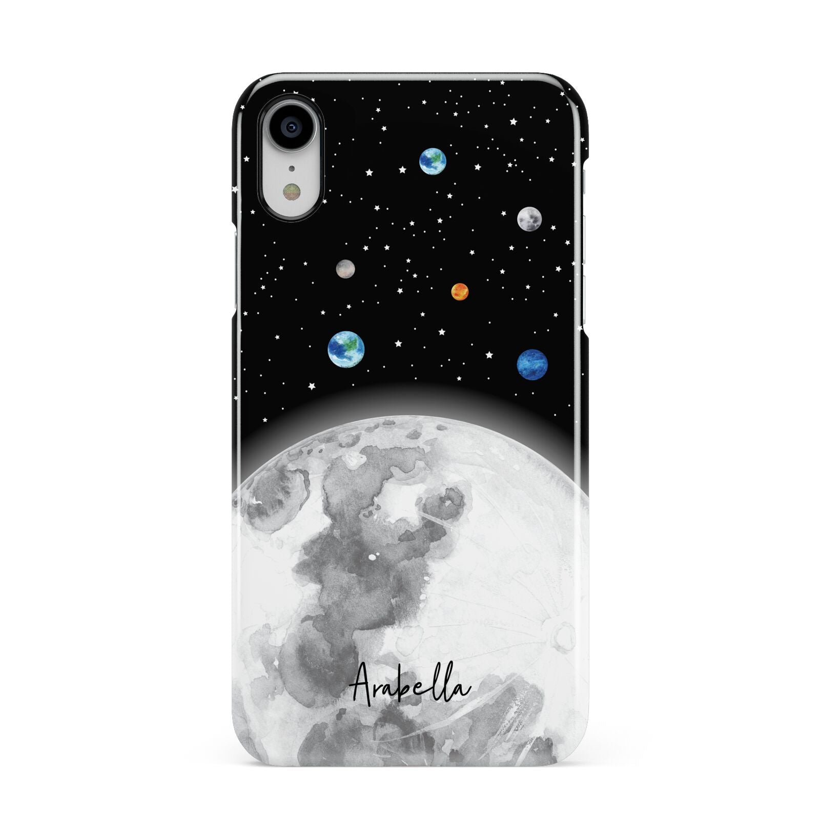 Watercolour Close up Moon with Name Apple iPhone XR White 3D Snap Case