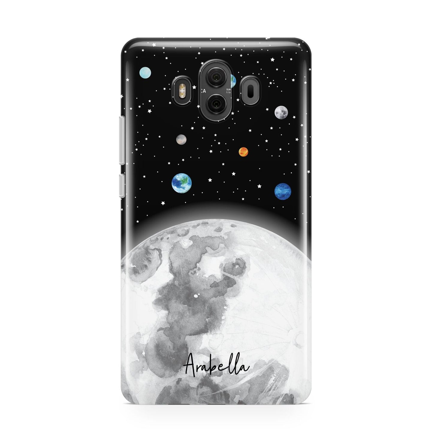 Watercolour Close up Moon with Name Huawei Mate 10 Protective Phone Case