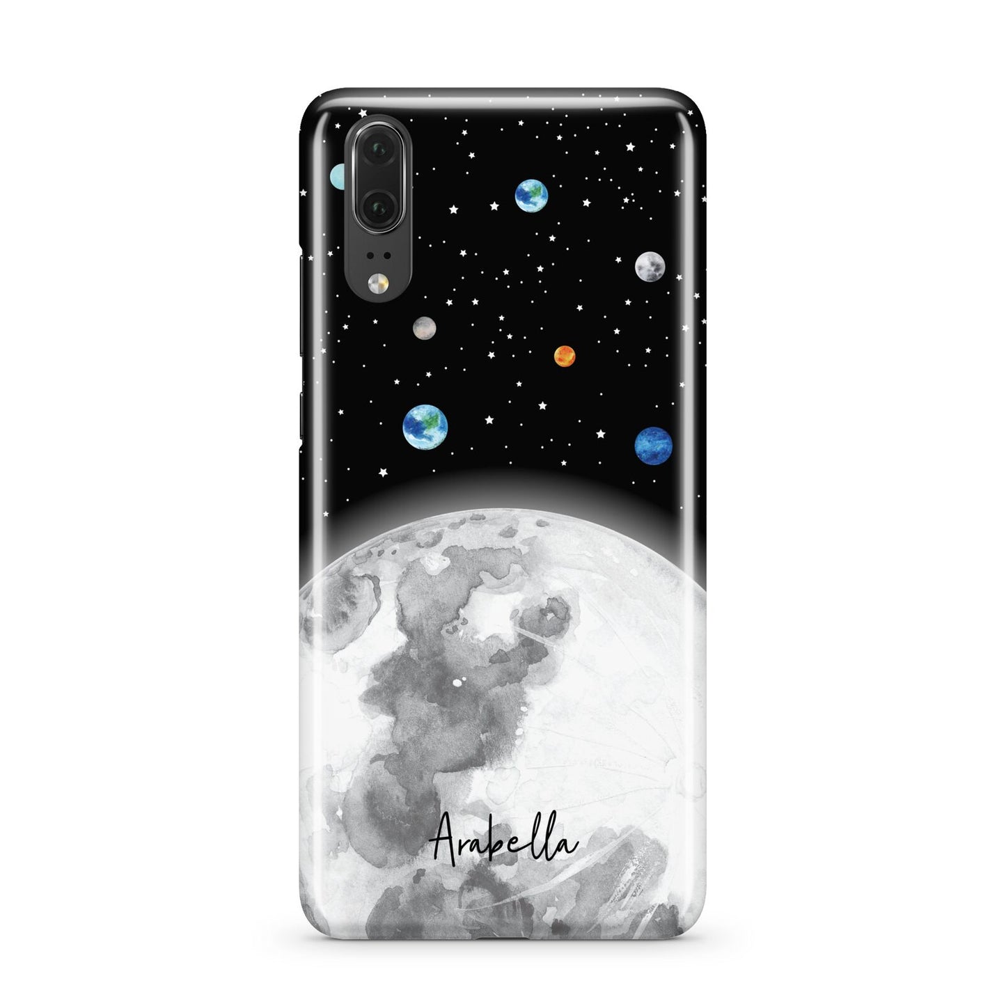 Watercolour Close up Moon with Name Huawei P20 Phone Case