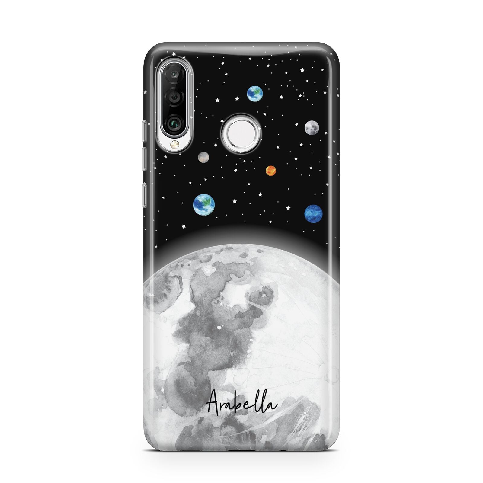 Watercolour Close up Moon with Name Huawei P30 Lite Phone Case