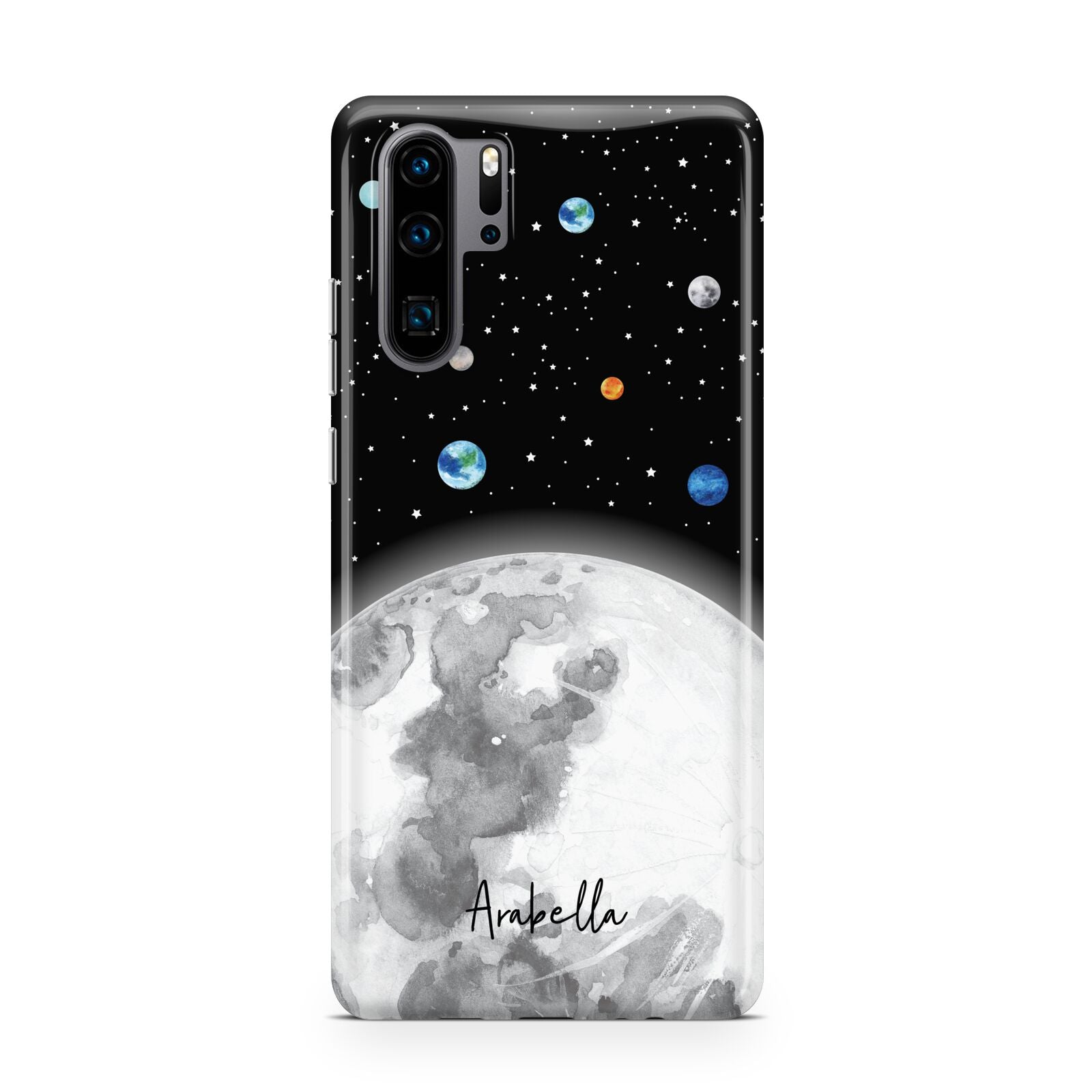 Watercolour Close up Moon with Name Huawei P30 Pro Phone Case