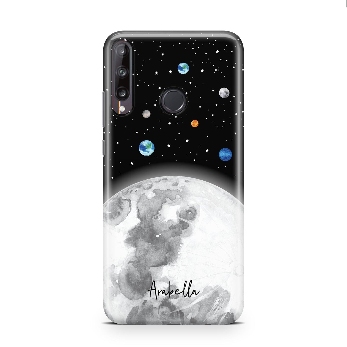 Watercolour Close up Moon with Name Huawei P40 Lite E Phone Case