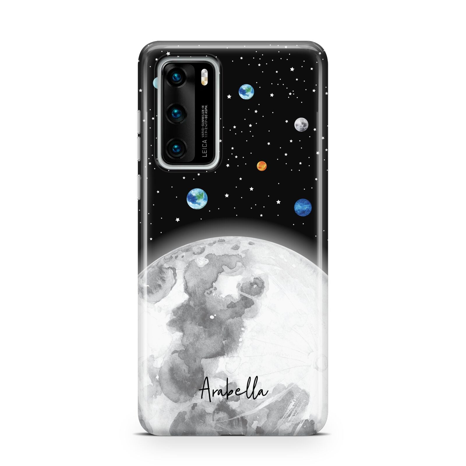 Watercolour Close up Moon with Name Huawei P40 Phone Case