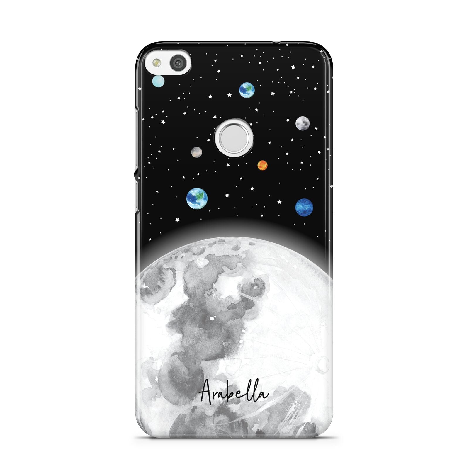 Watercolour Close up Moon with Name Huawei P8 Lite Case