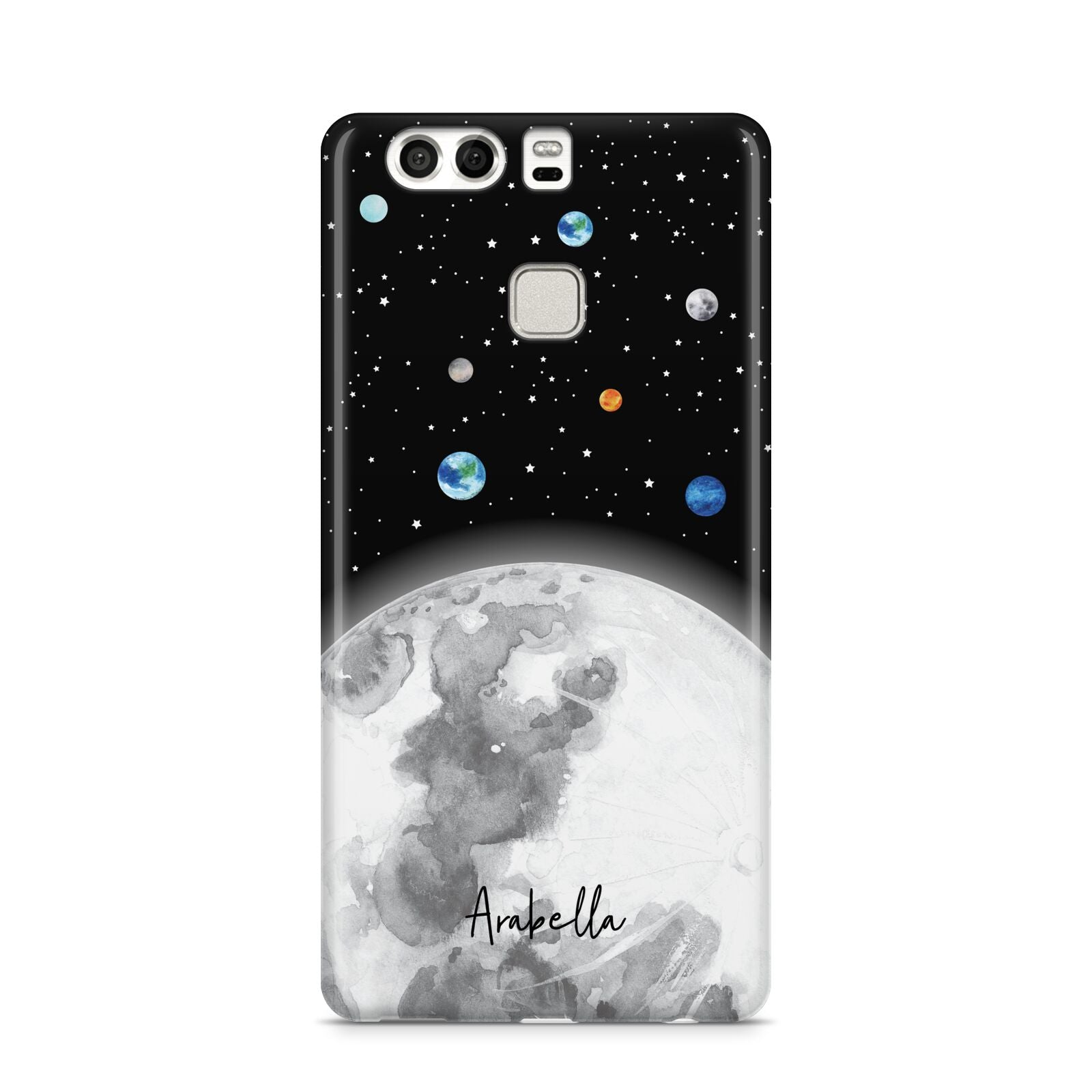 Watercolour Close up Moon with Name Huawei P9 Case