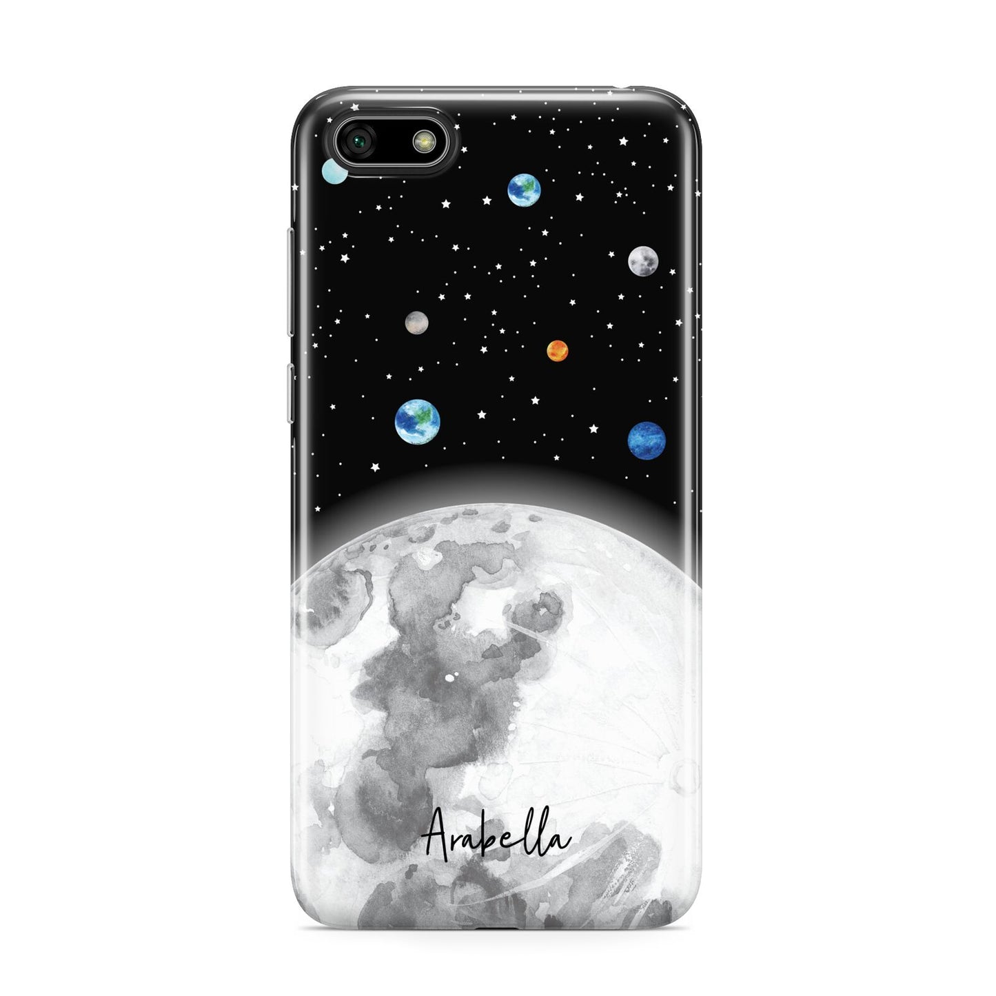 Watercolour Close up Moon with Name Huawei Y5 Prime 2018 Phone Case