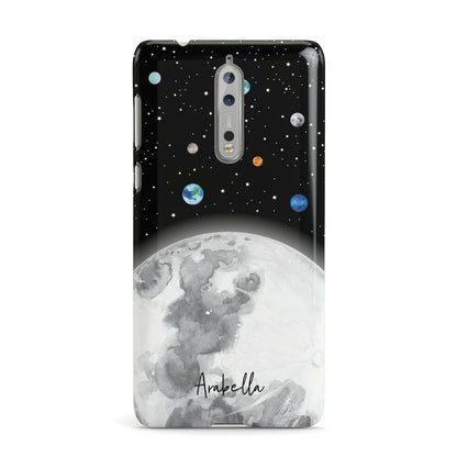 Watercolour Close up Moon with Name Nokia Case