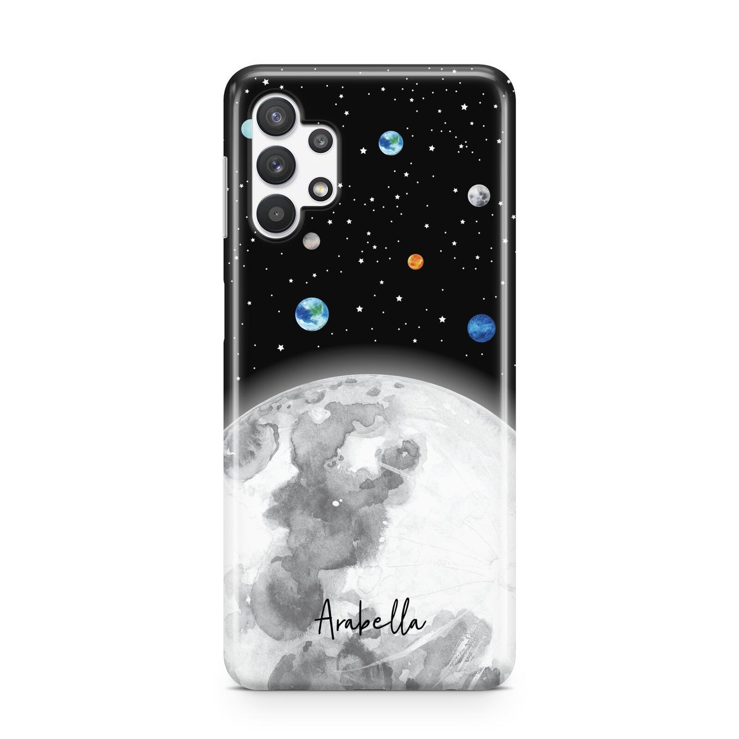 Watercolour Close up Moon with Name Samsung A32 5G Case