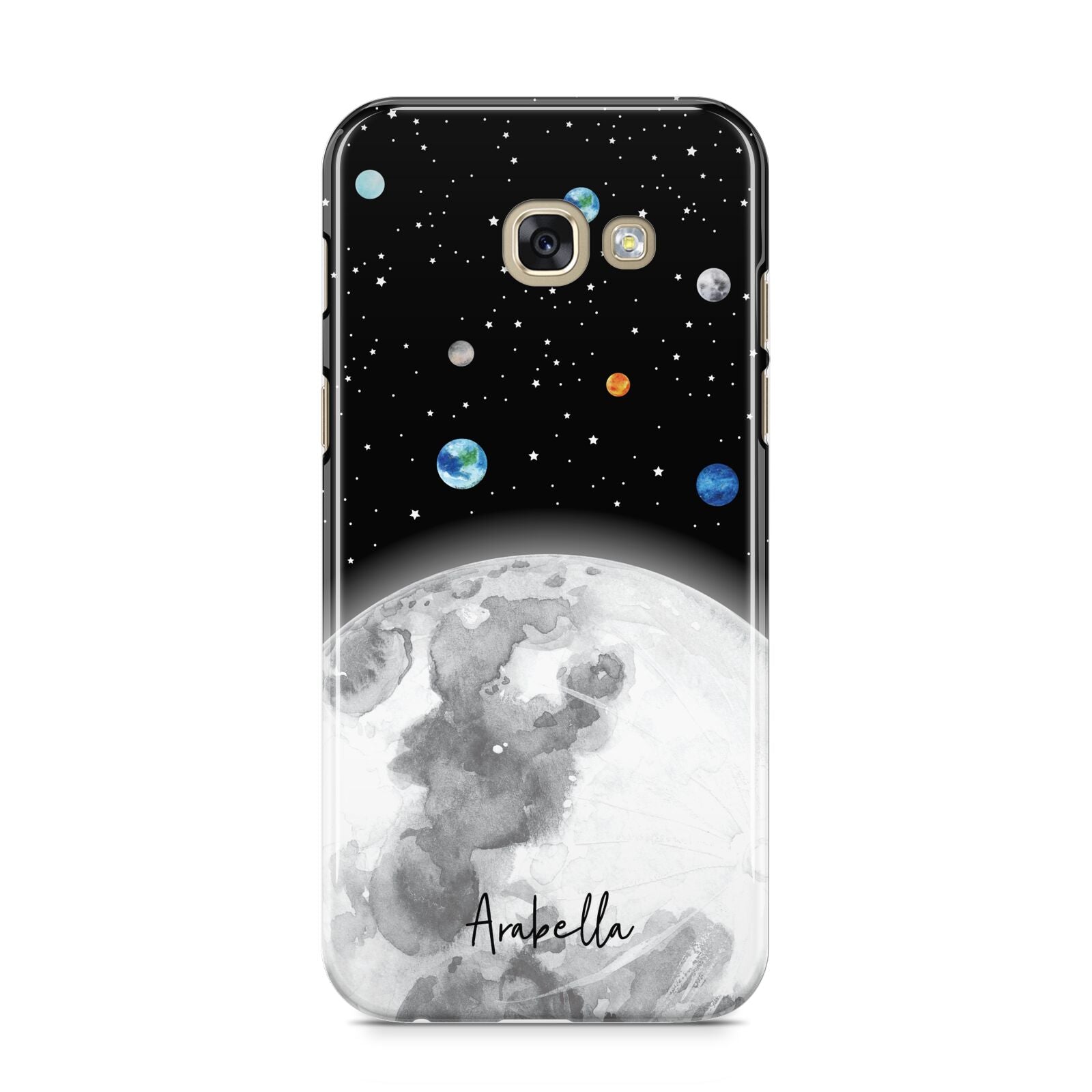 Watercolour Close up Moon with Name Samsung Galaxy A5 2017 Case on gold phone