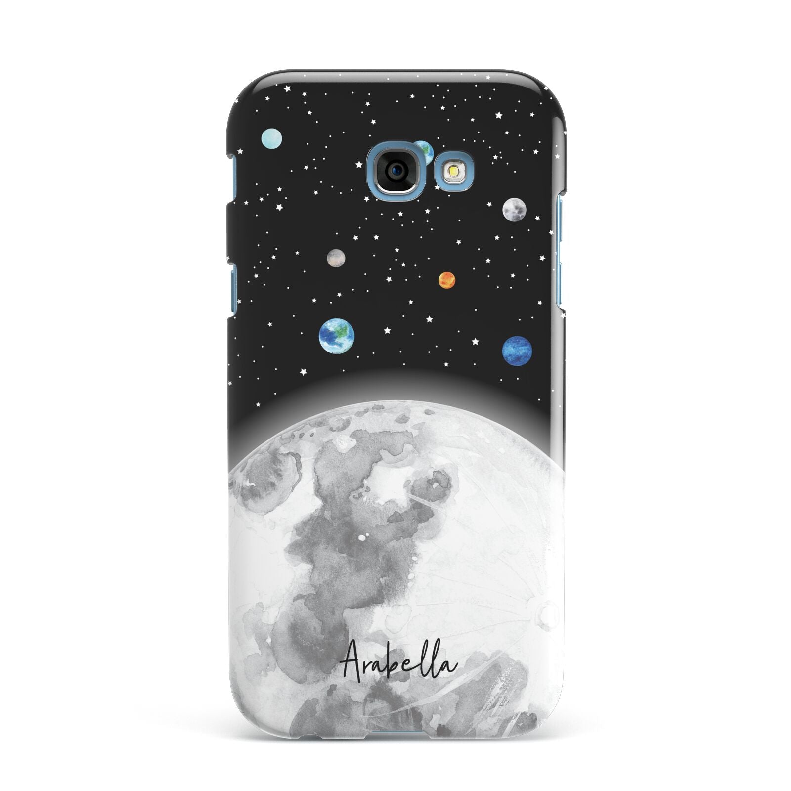 Watercolour Close up Moon with Name Samsung Galaxy A7 2017 Case