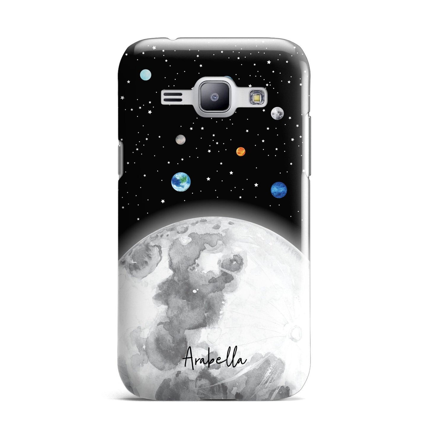 Watercolour Close up Moon with Name Samsung Galaxy J1 2015 Case