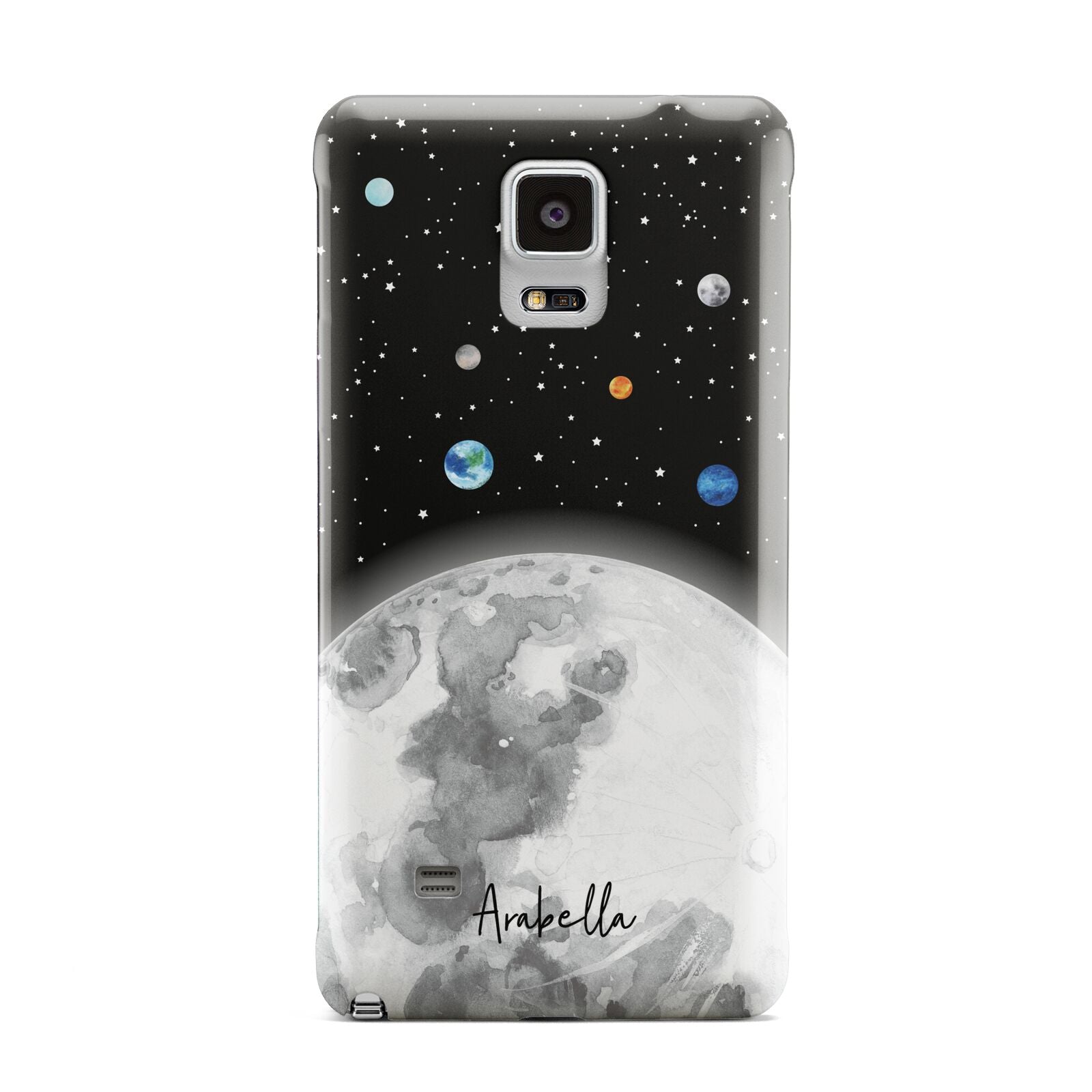 Watercolour Close up Moon with Name Samsung Galaxy Note 4 Case