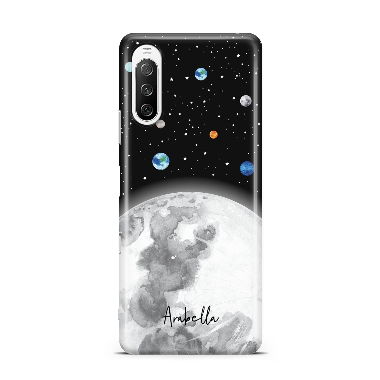 Watercolour Close up Moon with Name Sony Xperia 10 III Case