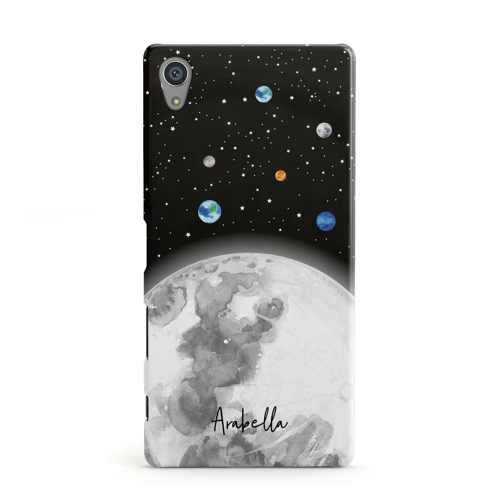 Watercolour Close up Moon with Name Sony Xperia Case