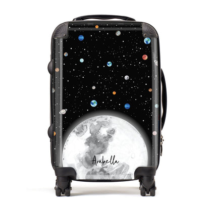 Watercolour Close up Moon with Name Suitcase