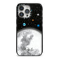 Watercolour Close up Moon with Name iPhone 14 Pro Max Black Impact Case on Silver phone