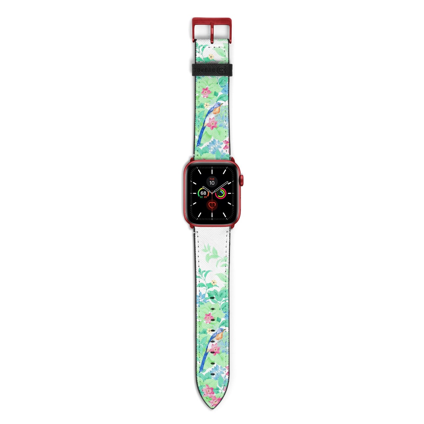 Watercolour Floral Apple Watch Strap with Red Hardware