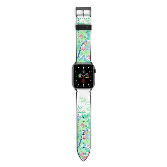 Watercolour Floral Apple Watch Strap with Space Grey Hardware