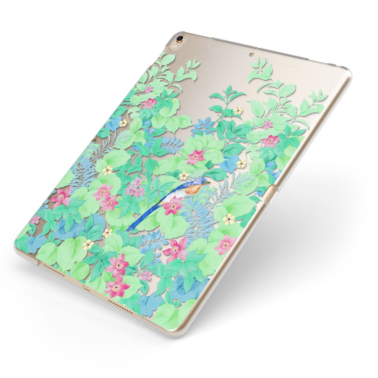 Watercolour Floral Apple iPad Case on Gold iPad Side View