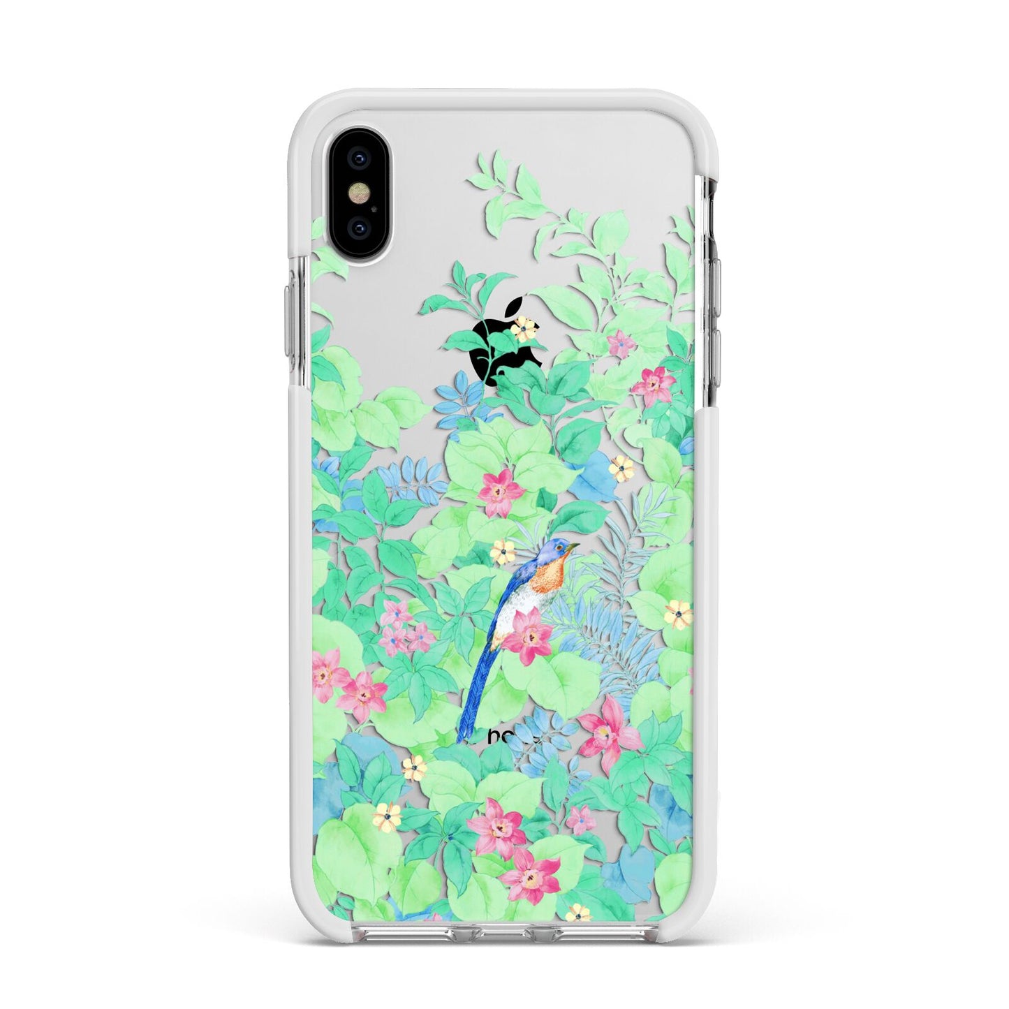 Watercolour Floral Apple iPhone Xs Max Impact Case White Edge on Silver Phone