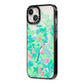 Watercolour Floral iPhone 13 Black Impact Case Side Angle on Silver phone